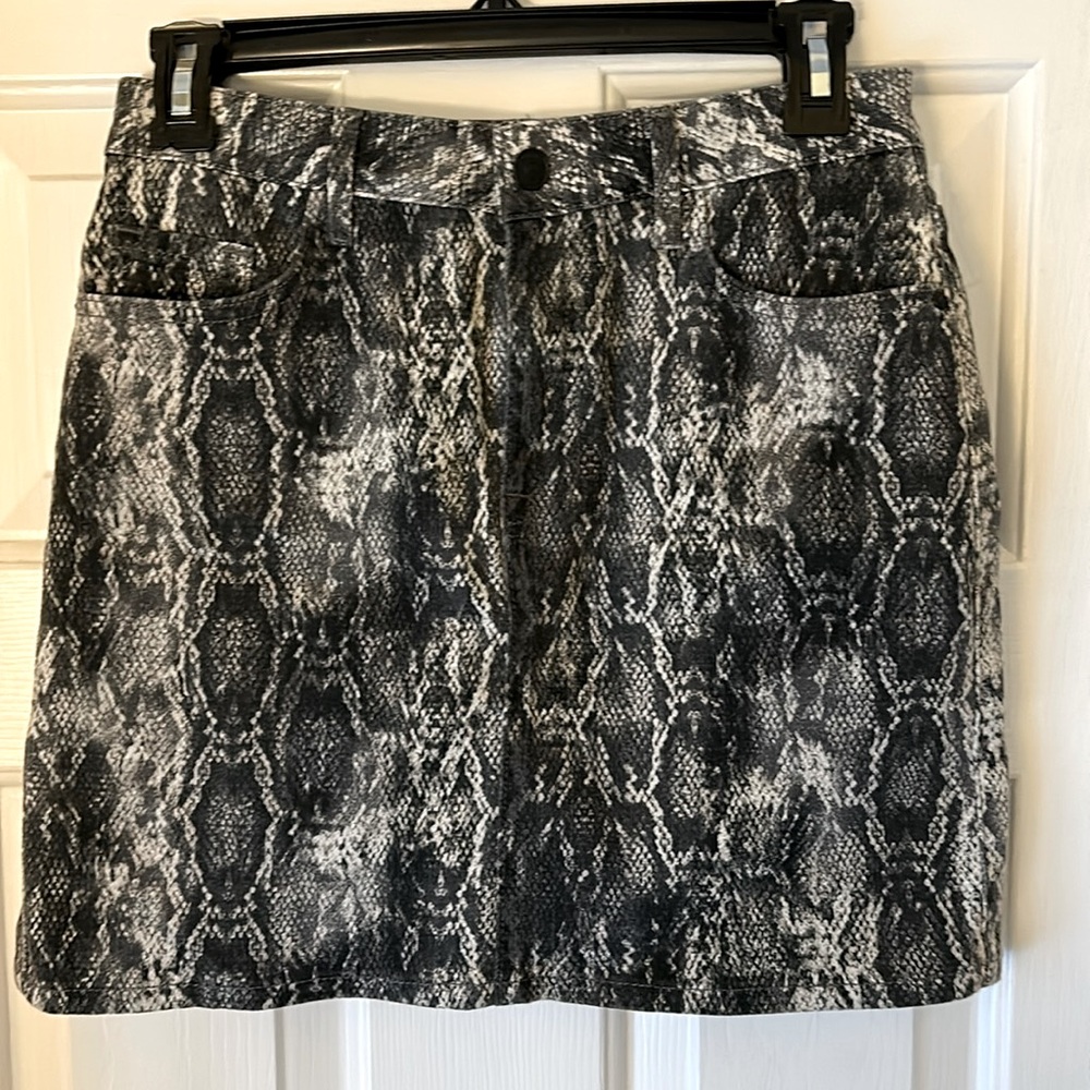 Gray Snakeskin Stretch Denim Miniskirt - Size S